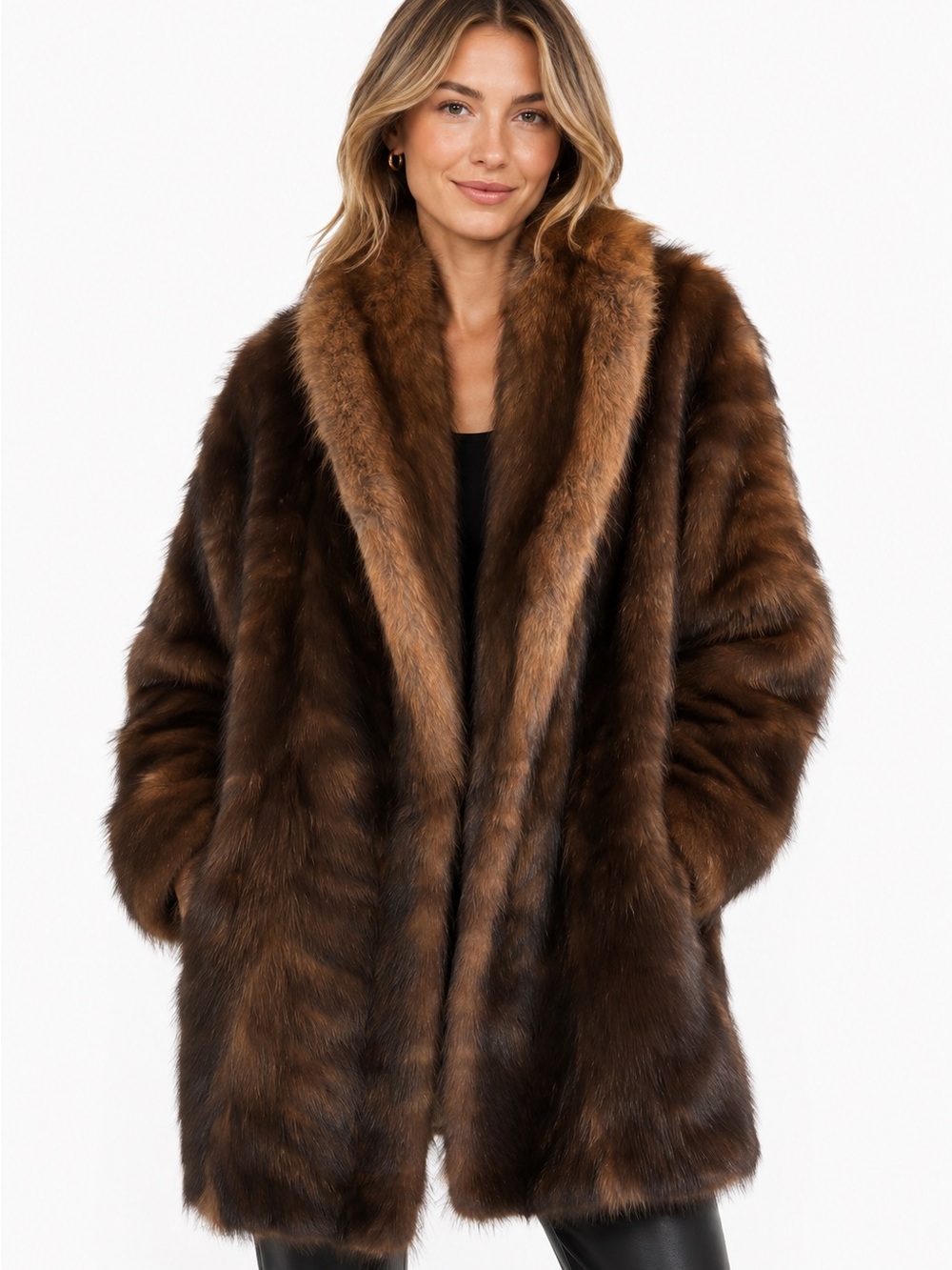 Vintage 1960s Luxury Brown Mink/Marten Fur Coat L/XL